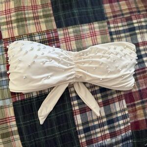 VINTAGE Y2K Juicy Couture White Pearl-Embellished Bikini Top